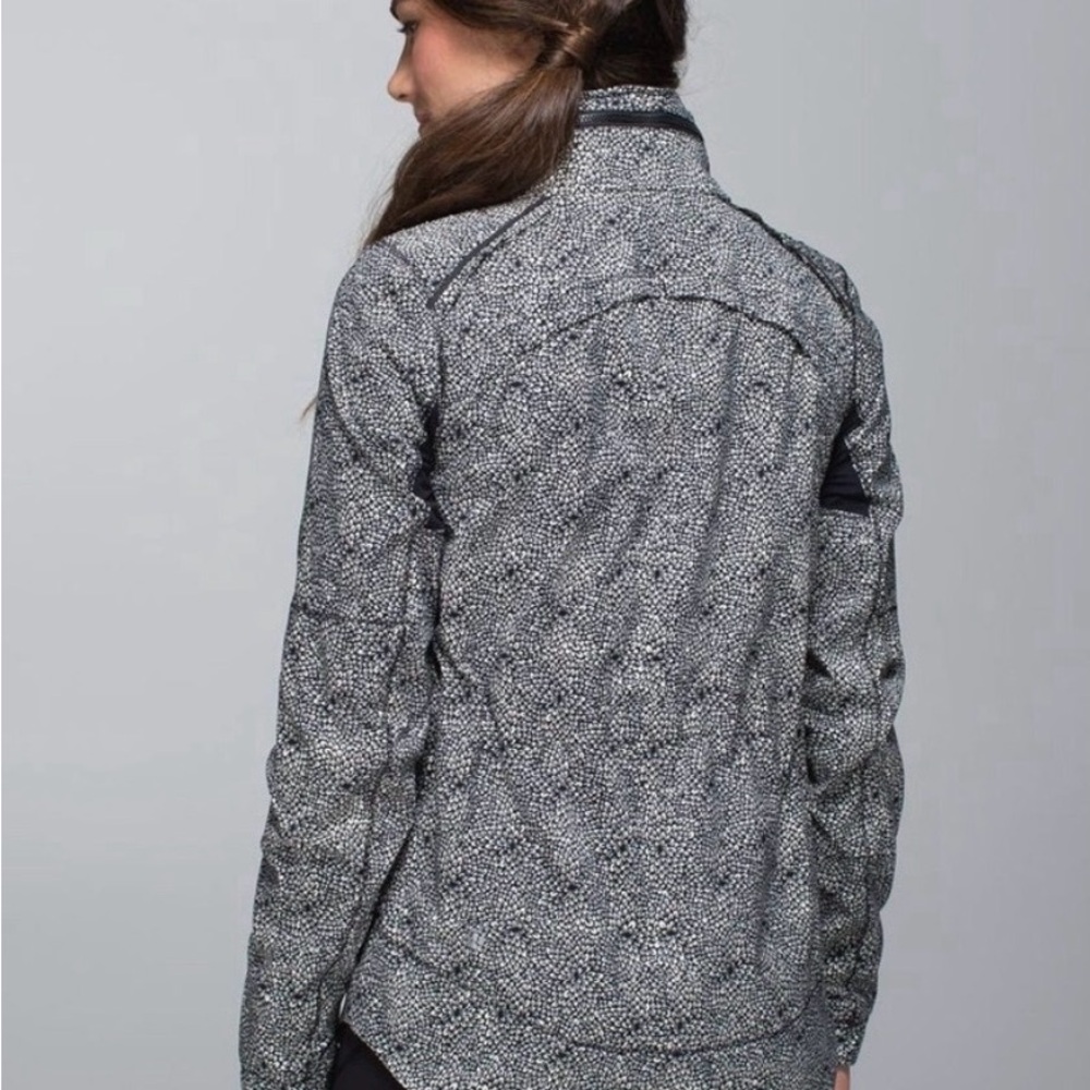 lululemon athletica Black Jacket with White Floral Print Trim